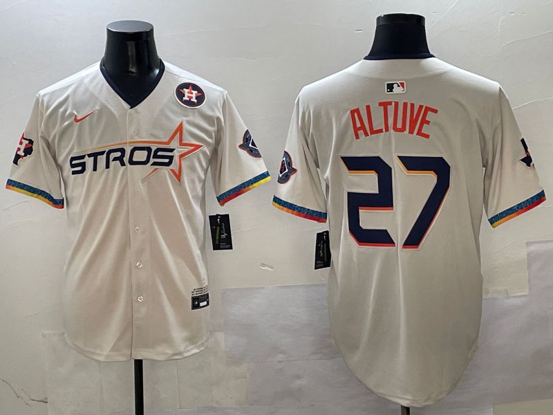 Men Houston Astros #27 Altuve Cream Fourth generation Joint Name 2025 Nike MLB Jersey style 4154